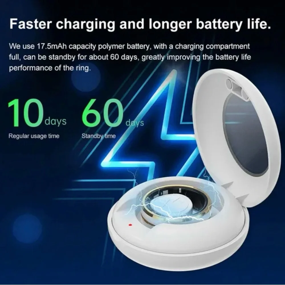 Black Smart Ring with Sleep Monitoring and NFC